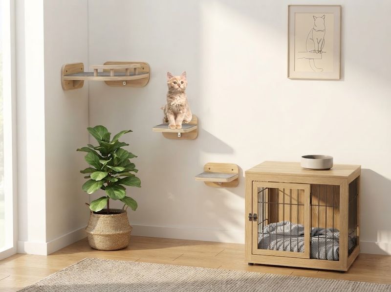Megidok Cat Wall Corner Climbing Shelf with Wide Steps